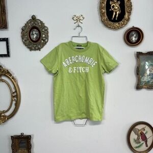 Abercrombie & Fitch Vintage Y2k mens burn out Green Logo T-Shirt